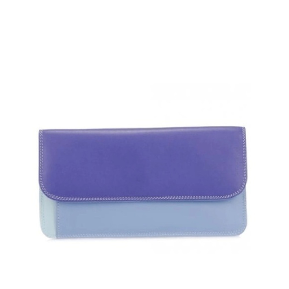 MyWalit Italian Simple Flapover Blue‎ Lavender Purple Long Leather Wallet